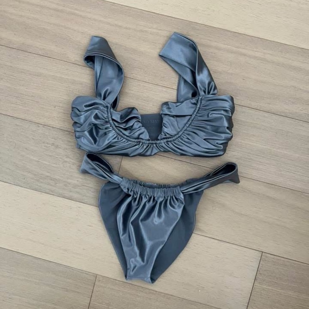 Sleek Gray/Blue Bikini Set